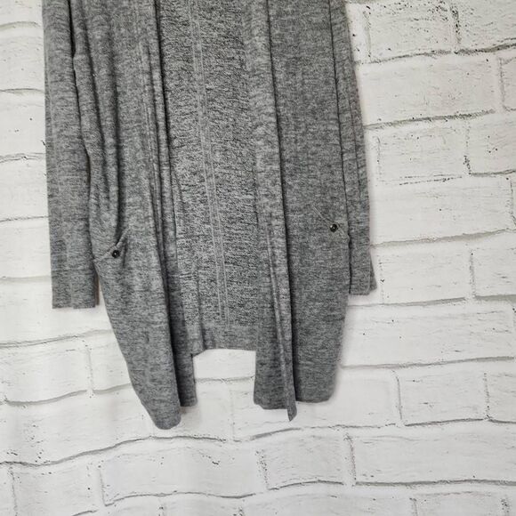 Nic+Zoe Womens Gray Open Front Long Sleeve Knit Rayon Blend Cardigan Medium - Picture 3 of 10